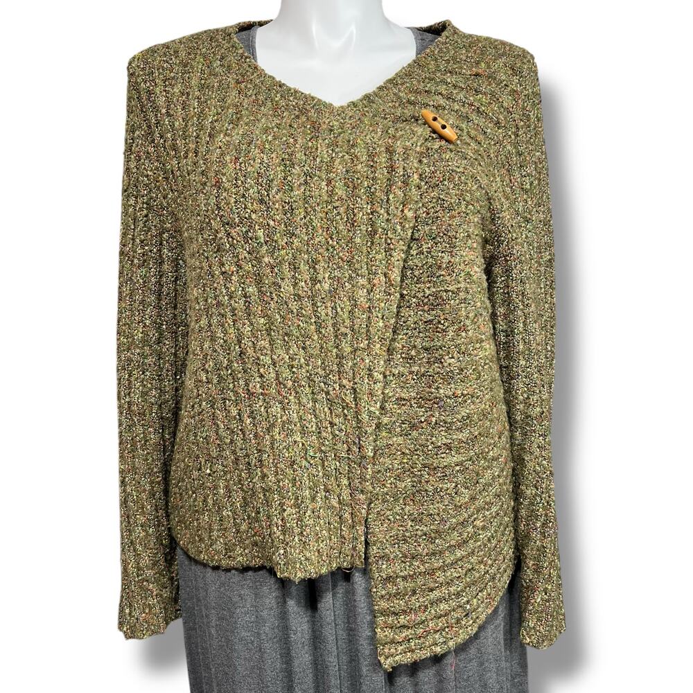 Royal Robbins Womens Thick Knit Cardigan Sweater Asymmetrical Toggle Closure XL